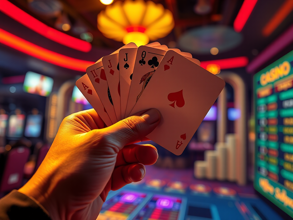 Cận cảnh người chơi cầm bộ bài đẹp chiến thắng trong trò chơi Phỏm Sunwin với hiệu ứng ánh sáng kỹ thuật số hiện đại.