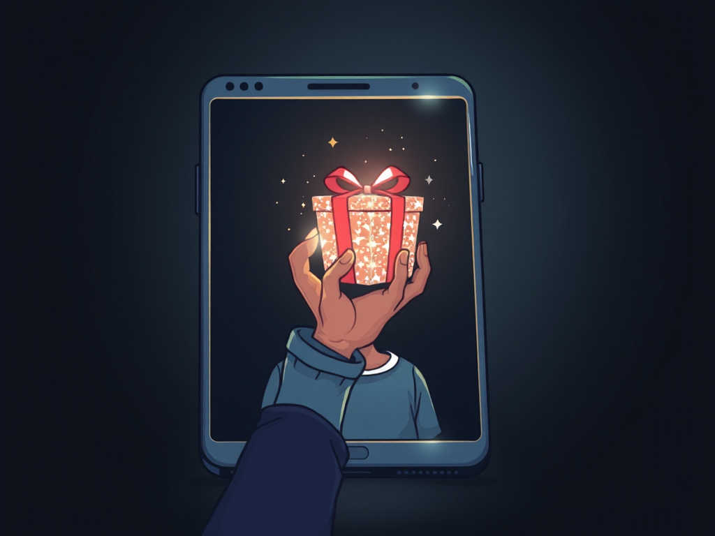 Minh họa người dùng cảnh giác với quà tặng ảo, tượng trưng cho lừa đảo code Sunwin tân thủ mới nhất 2026 và rủi ro trực tuyến.