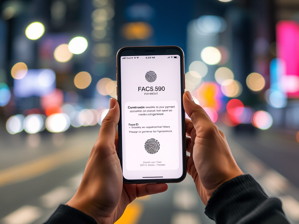 Minh họa phương thức nạp tiền Sunwin qua ví điện tử 2026: Điện thoại hiển thị giao dịch thành công, xác thực sinh trắc học, bối cảnh đô thị về đêm.