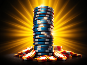 Phông nền cổng game Sunwin với hình ảnh những đồng chip casino xếp chồng cao, ánh sáng vàng rực rỡ, thể hiện sự thịnh vượng và đẳng cấp.