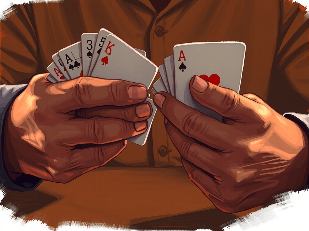 Tay người chơi Tiến Lên Miền Nam Sunwin đang giữ bài "heo" và tính toán chiến thuật xả bài thông minh để tránh bị phạt thối.