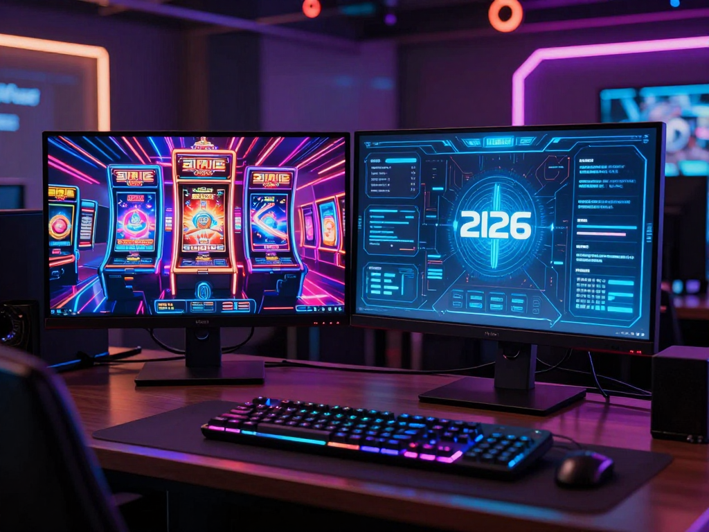 Hình ảnh minh họa so sánh đồ họa Sunwin so với B52 Club 2026 trên hai màn hình, giao diện casino hiện đại trái và futuristic phải, ánh sáng neon gaming rực rỡ